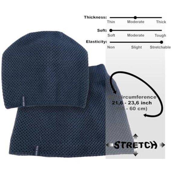 Knit Winter Beanie Scarf Set Fleece Lined Double Layer Wool Blend Cozy main image 4